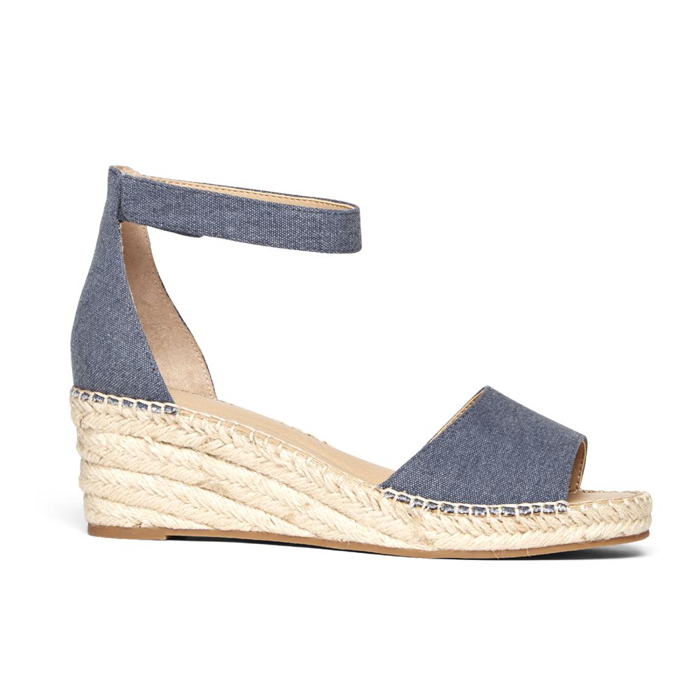 Sandálias De Cunha Mulher Rockport Marah Woven Ankle Strap Azul,Portugal REDGW-7185